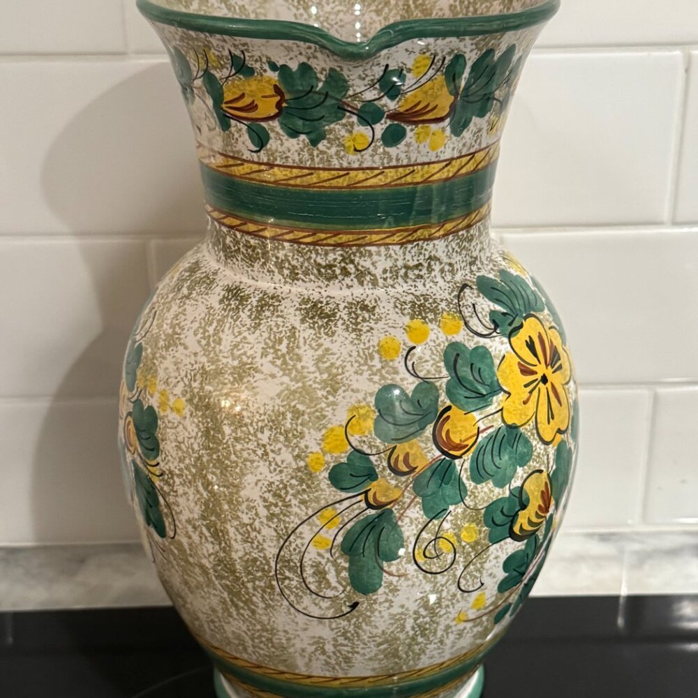 WERTARBEIT HERSTELLUNG VERTRIEB Pottery vase Large Pitcher Flowers Green 214/25 - Picture 13 of 16